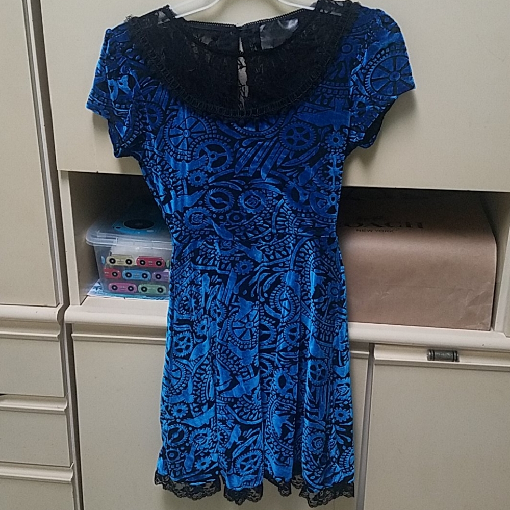 Hot Topic steampunk knee length velvet dress